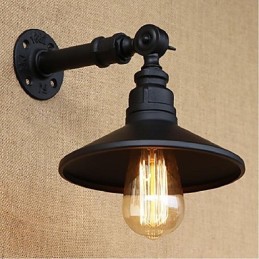 Industrial Style Nordic Water Pipe Seinävalaisin Seinävalaisin Musta