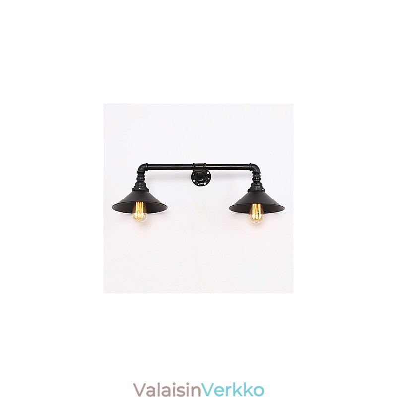 Vintage Industrial Pipe Seinävalot Musta Metallivarjostin Ravintola Kahvila Baari Sisustusvalaistus 2 vaalealla maalatulla viimeistelyllä