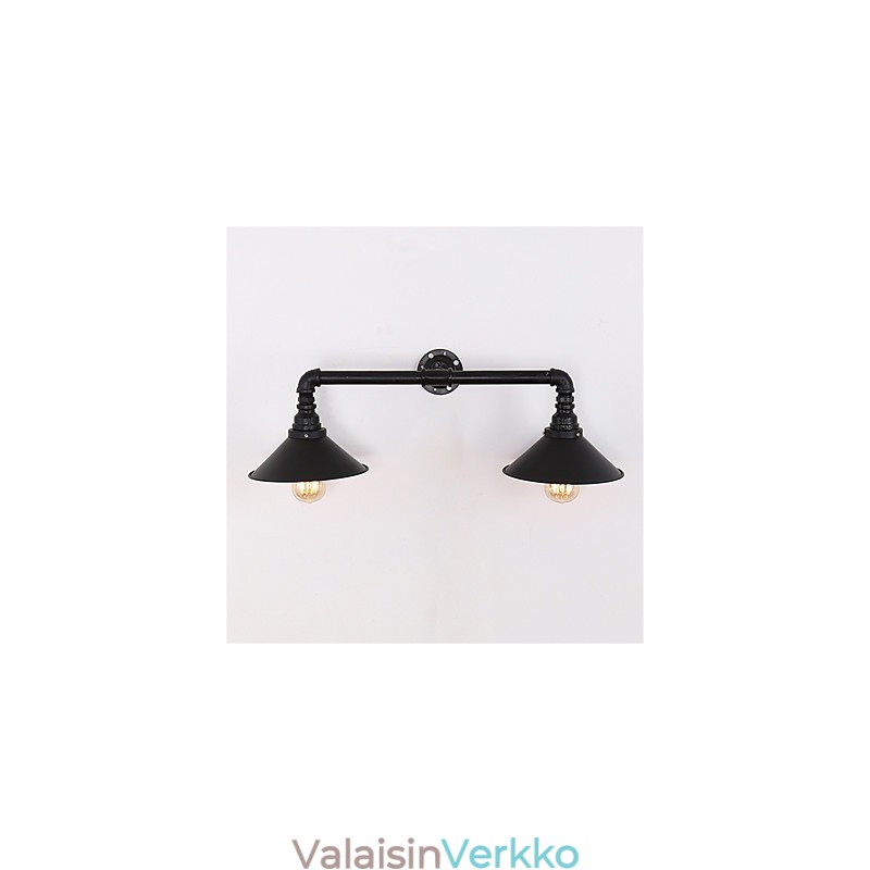 Vintage Industrial Pipe Seinävalot Musta Metallivarjostin Ravintola Kahvila Baari Sisustusvalaistus 2 vaalealla maalatulla viimeistelyllä