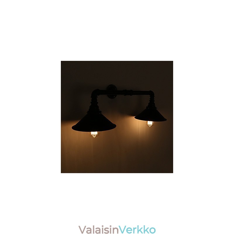 Vintage Industrial Pipe Seinävalot Musta Metallivarjostin Ravintola Kahvila Baari Sisustusvalaistus 2 vaalealla maalatulla viimeistelyllä
