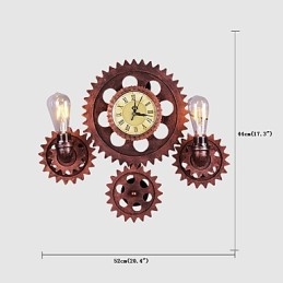 Vintage Industrial Wall Lights Wood Gear Shape Luovat kääntyvät valot Ravintola Kahvila Baari Sisustusvalaistus