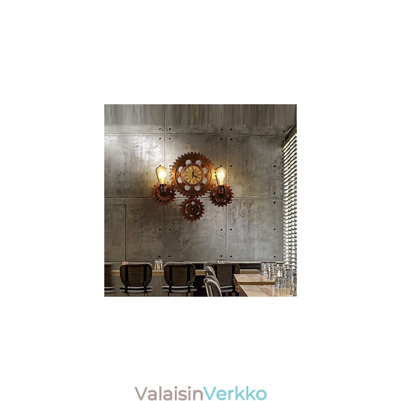 Vintage Industrial Wall Lights Wood Gear Shape Luovat kääntyvät valot Ravintola Kahvila Baari Sisustusvalaistus