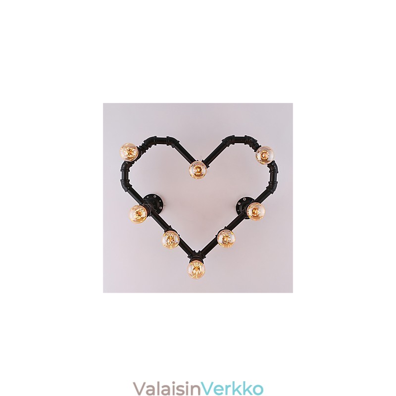 Vintage Water Pipe Loving Heart Creative Seinävalot Teollinen olohuone Ravintola Baari Kahvilan sisustus Seinälamput