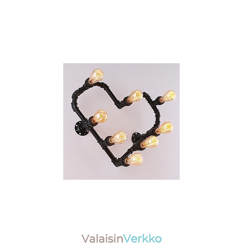 Vintage Water Pipe Loving Heart Creative Seinävalot Teollinen olohuone Ravintola Baari Kahvilan sisustus Seinälamput