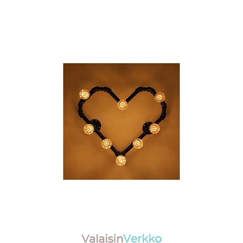 Vintage Water Pipe Loving Heart Creative Seinävalot Teollinen olohuone Ravintola Baari Kahvilan sisustus Seinälamput