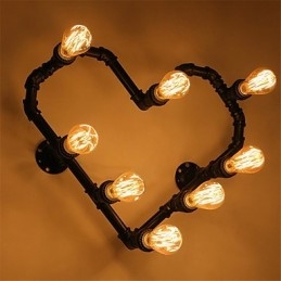 Vintage Water Pipe Loving Heart Creative Seinävalot Teollinen olohuone Ravintola Baari Kahvilan sisustus Seinälamput