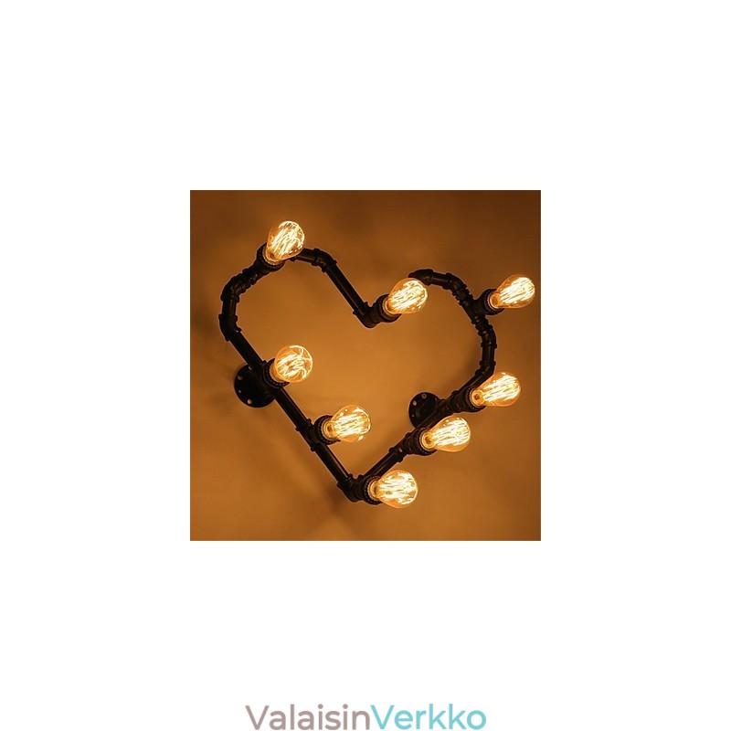 Vintage Water Pipe Loving Heart Creative Seinävalot Teollinen olohuone Ravintola Baari Kahvilan sisustus Seinälamput