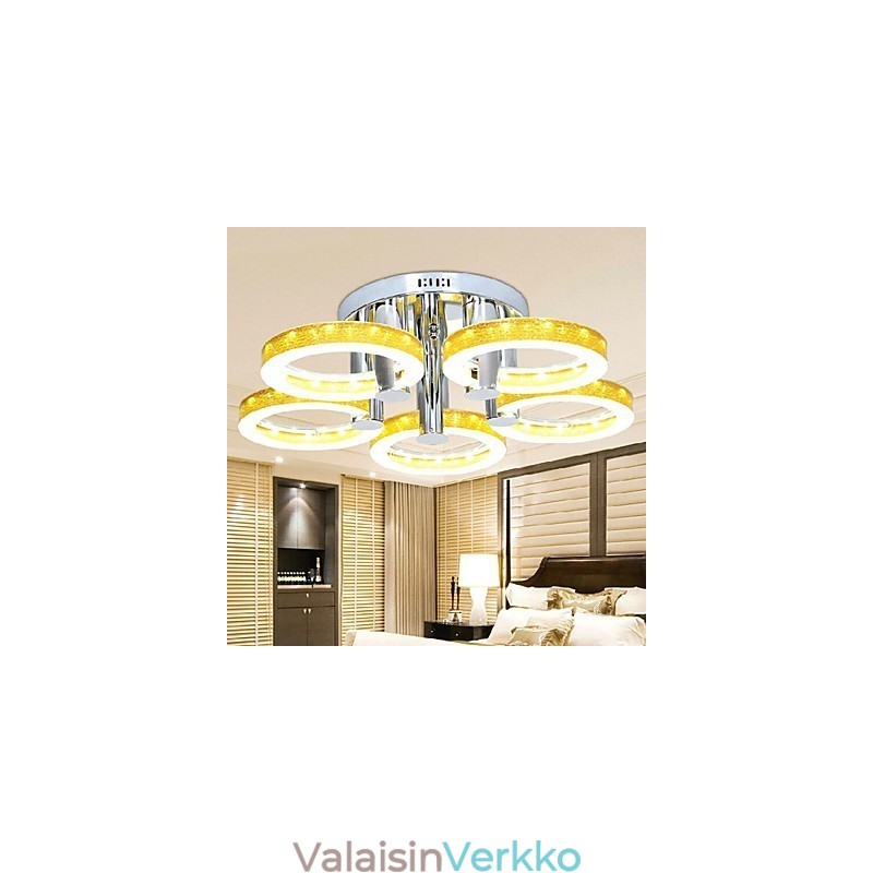 Yksinkertainen akryylikattokruunu 5 valolla (kromiviimeistely)