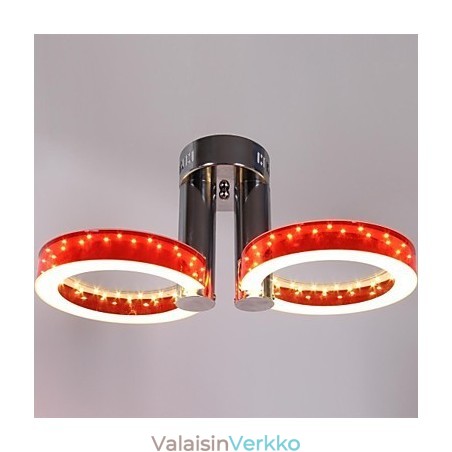 Lämminvalkoinen valkoinen akryylipunainen kattokruunu 2 valolla