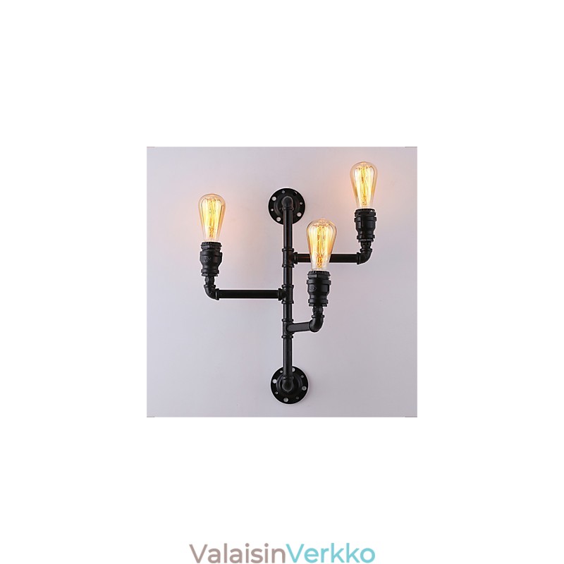 Vintage Industrial Pipe Seinävalot Mustat Creative Lights Ravintola Kahvila Baari Sisustusvalaistus 3 vaalealla maalatulla viimeistelyllä