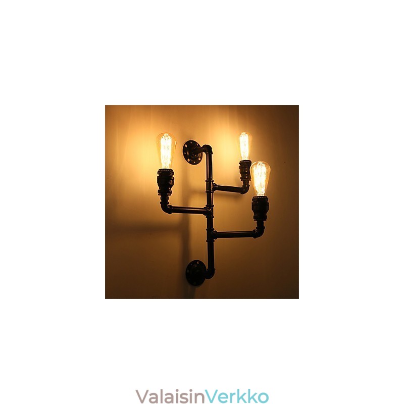 Vintage Industrial Pipe Seinävalot Mustat Creative Lights Ravintola Kahvila Baari Sisustusvalaistus 3 vaalealla maalatulla viimeistelyllä