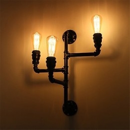 Vintage Industrial Pipe Seinävalot Mustat Creative Lights Ravintola Kahvila Baari Sisustusvalaistus 3 vaalealla maalatulla viimeistelyllä