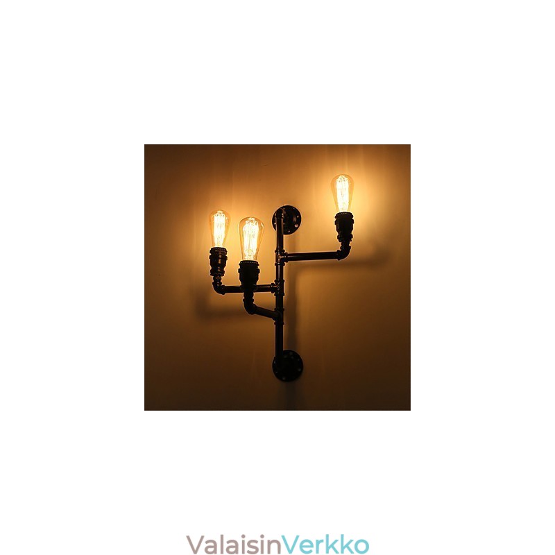 Vintage Industrial Pipe Seinävalot Mustat Creative Lights Ravintola Kahvila Baari Sisustusvalaistus 3 vaalealla maalatulla viimeistelyllä