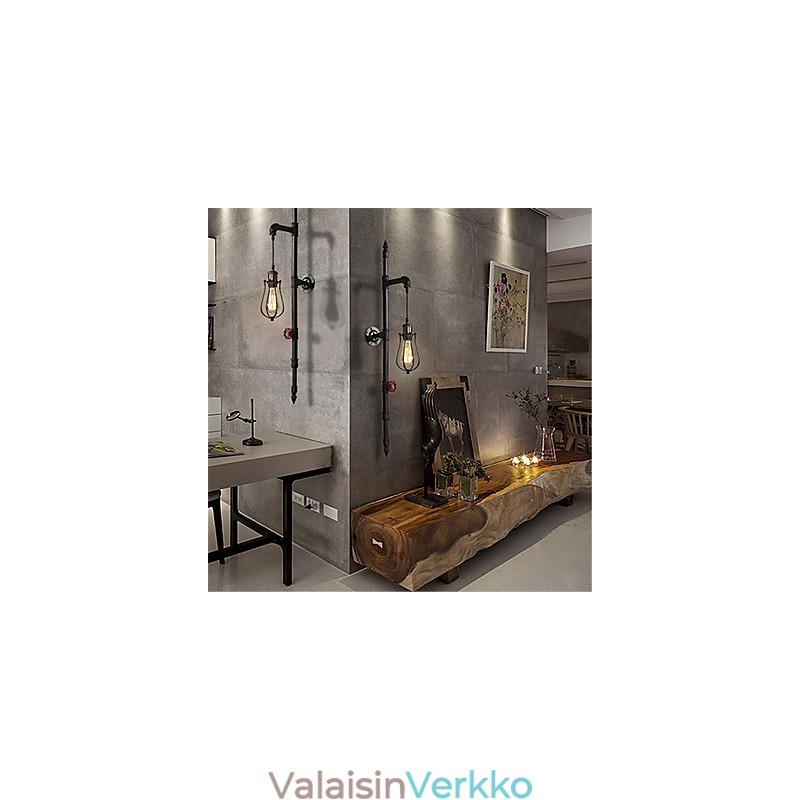 Retro Industrial Pipe Seinävalot Yksinkertainen Parvi Musta Lintuhäkki Metalli Olohuone Ruokailuhuone Keittiö Baari Kahvila Sisustusvalaistus