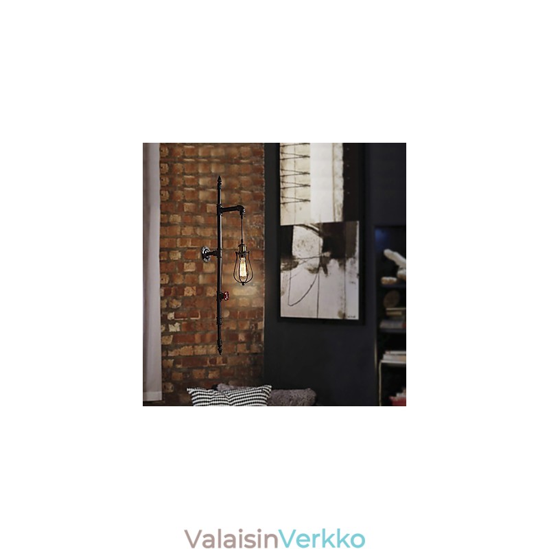 Retro Industrial Pipe Seinävalot Yksinkertainen Parvi Musta Lintuhäkki Metalli Olohuone Ruokailuhuone Keittiö Baari Kahvila Sisustusvalaistus