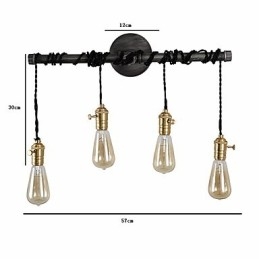 Vintage Industrial Pipe seinävalot kytkimellä Creative Lights Ravintola Kahvila Baari Koristevalaistus 4 vaalealla maalatulla viimeistelyllä
