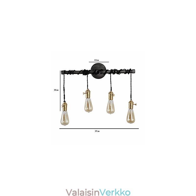 Vintage Industrial Pipe seinävalot kytkimellä Creative Lights Ravintola Kahvila Baari Koristevalaistus 4 vaalealla maalatulla viimeistelyllä