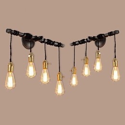 Vintage Industrial Pipe seinävalot kytkimellä Creative Lights Ravintola Kahvila Baari Koristevalaistus 4 vaalealla maalatulla viimeistelyllä