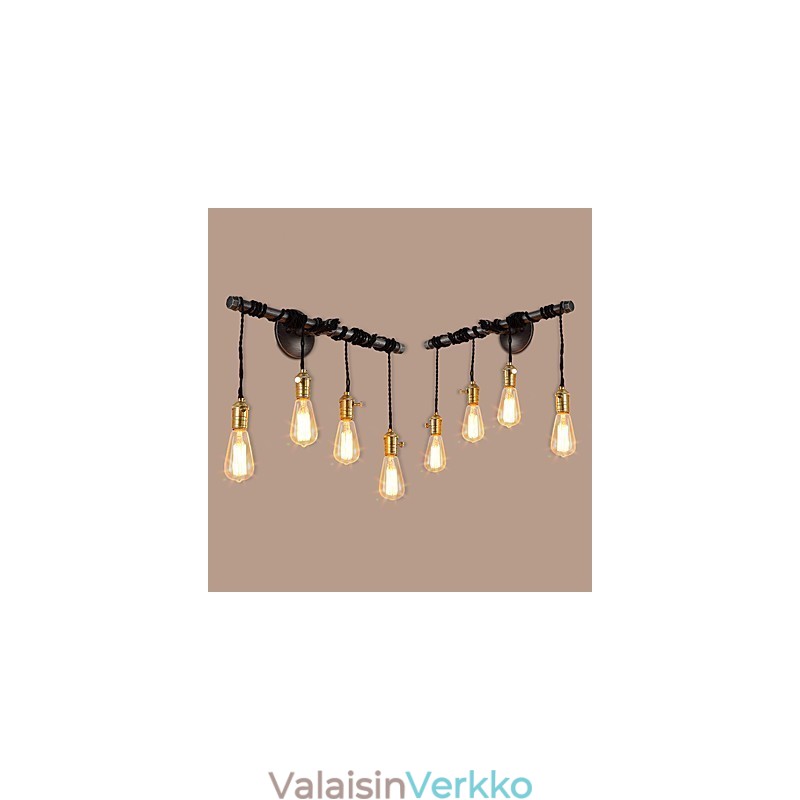 Vintage Industrial Pipe seinävalot kytkimellä Creative Lights Ravintola Kahvila Baari Koristevalaistus 4 vaalealla maalatulla viimeistelyllä