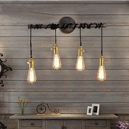 Vintage Industrial Pipe seinävalot kytkimellä Creative Lights Ravintola Kahvila Baari Koristevalaistus 4 vaalealla maalatulla viimeistelyllä