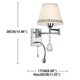 Moderni nykyaikainen maalaismainen Lodge Moderni nykyaikainen maalaiskromiominaisuus Crystal Swing Arm -seinävalaisimelle