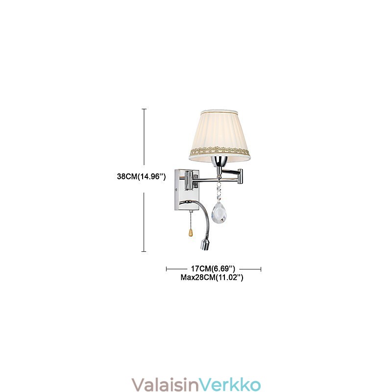 Moderni nykyaikainen maalaismainen Lodge Moderni nykyaikainen maalaiskromiominaisuus Crystal Swing Arm -seinävalaisimelle