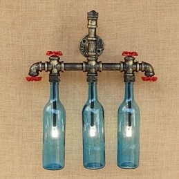 Retro Industrial tuulikytkin Vesipullon seinävalaisin Seinävalaisin Vaaleansininen
