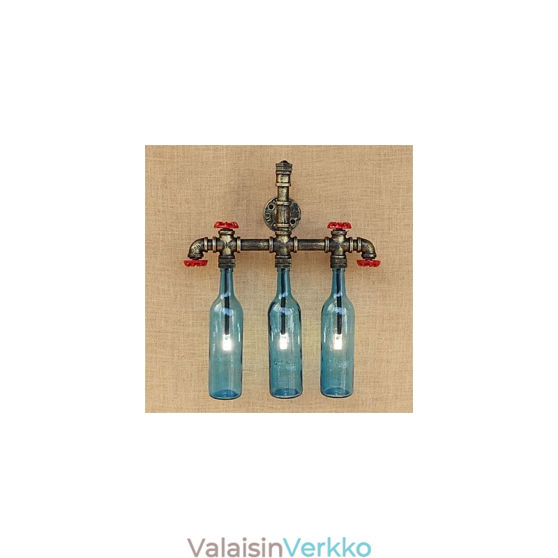 Retro Industrial tuulikytkin Vesipullon seinävalaisin Seinävalaisin Vaaleansininen