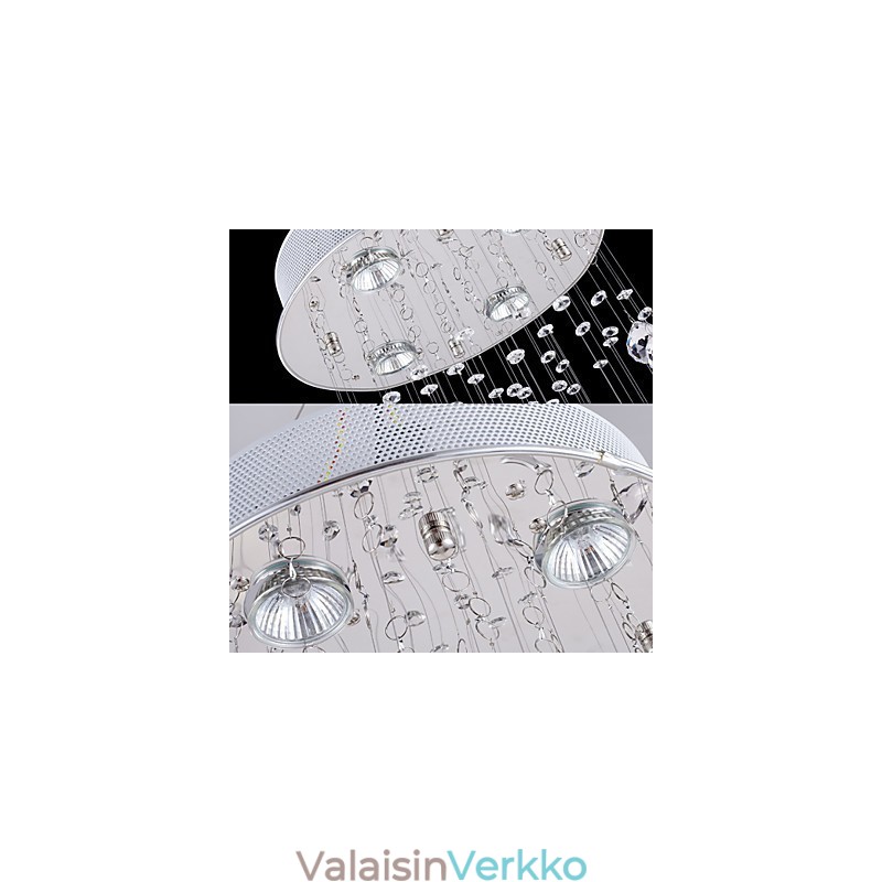 Kristalliriippuvainen kattokruunu valaistus 5 valoa hopea katos kirkas K9 Crystal Helix kattolamput