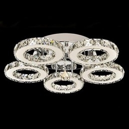Crystal Flush Mount 5 Lights Moderni läpinäkyvä galvanointi ruostumatonta terästä