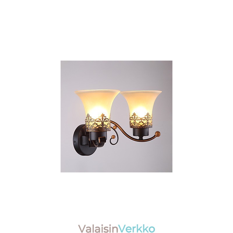 Double Head Amercian Countryside Vintage Metal lasiseinävalaisin ruokalaan Olohuoneen eteiseen Koristele seinävalaisin