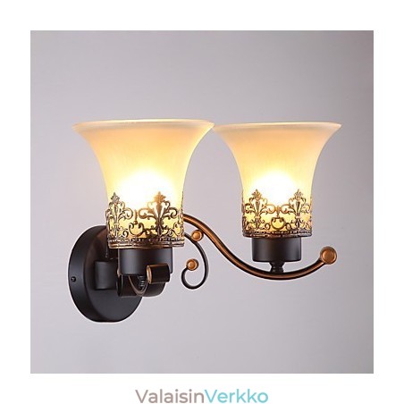 Double Head Amercian Countryside Vintage Metal lasiseinävalaisin ruokalaan Olohuoneen eteiseen Koristele seinävalaisin Double Head Amercian Countryside Vintage Metal lasiseinävalaisin ruokalaan Olohuoneen eteiseen Koristele seinävalaisin