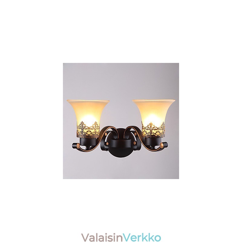 Double Head Amercian Countryside Vintage Metal lasiseinävalaisin ruokalaan Olohuoneen eteiseen Koristele seinävalaisin