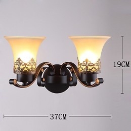 Double Head Amercian Countryside Vintage Metal lasiseinävalaisin ruokalaan Olohuoneen eteiseen Koristele seinävalaisin