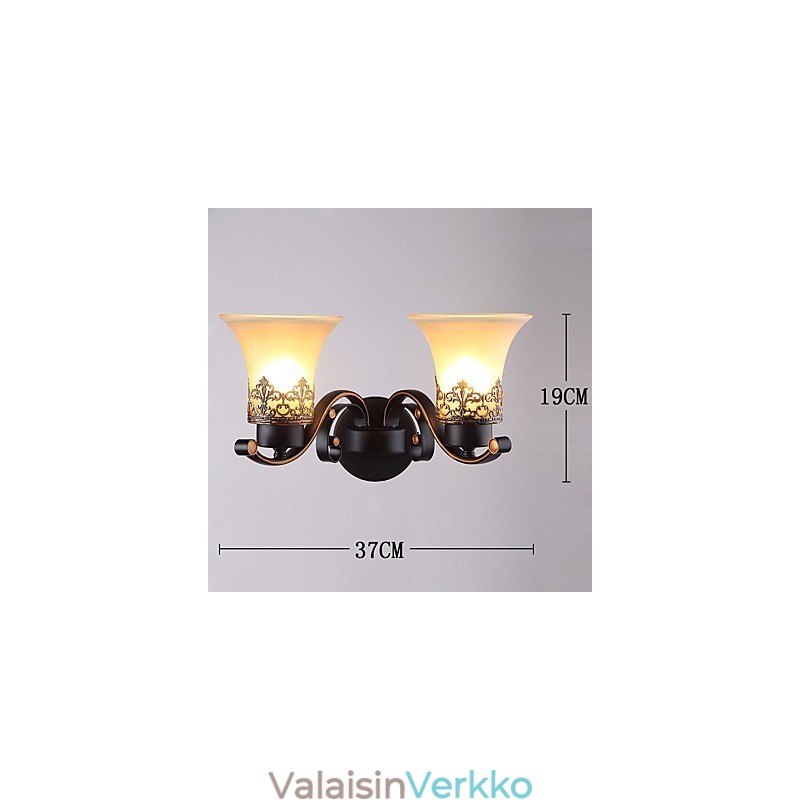 Double Head Amercian Countryside Vintage Metal lasiseinävalaisin ruokalaan Olohuoneen eteiseen Koristele seinävalaisin