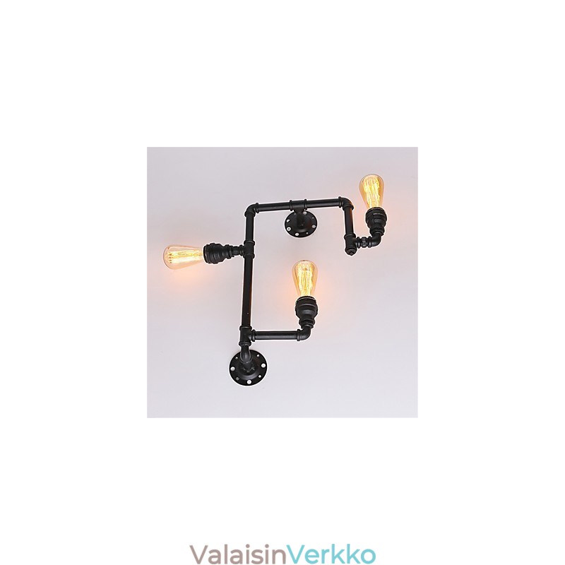 Vintage Industrial Pipe Seinävalot Mustat Creative Lights Ravintola Kahvila Baari Sisustusvalaistus 3 vaalealla maalatulla viimeistelyllä