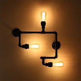 Vintage Industrial Pipe Seinävalot Mustat Creative Lights Ravintola Kahvila Baari Sisustusvalaistus 3 vaalealla maalatulla viimeistelyllä