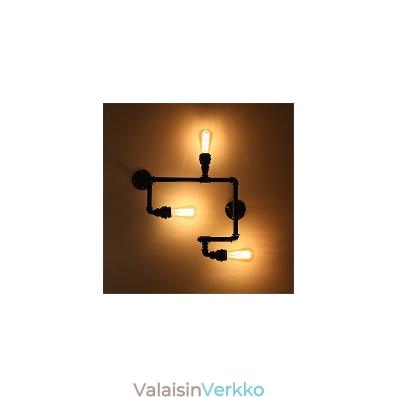 Vintage Industrial Pipe Seinävalot Mustat Creative Lights Ravintola Kahvila Baari Sisustusvalaistus 3 vaalealla maalatulla viimeistelyllä