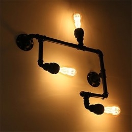 Vintage Industrial Pipe Seinävalot Mustat Creative Lights Ravintola Kahvila Baari Sisustusvalaistus 3 vaalealla maalatulla viimeistelyllä