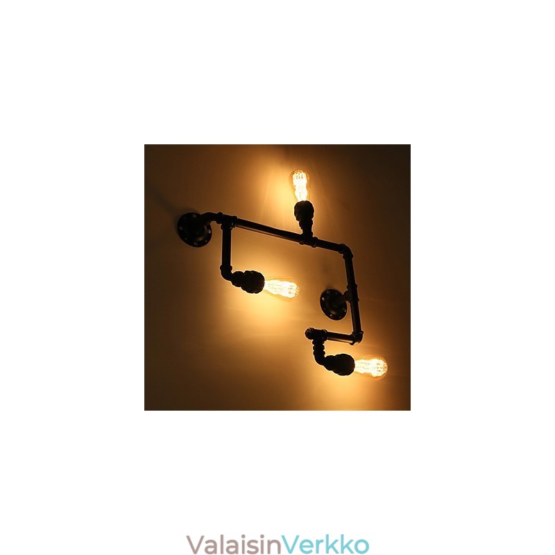 Vintage Industrial Pipe Seinävalot Mustat Creative Lights Ravintola Kahvila Baari Sisustusvalaistus 3 vaalealla maalatulla viimeistelyllä