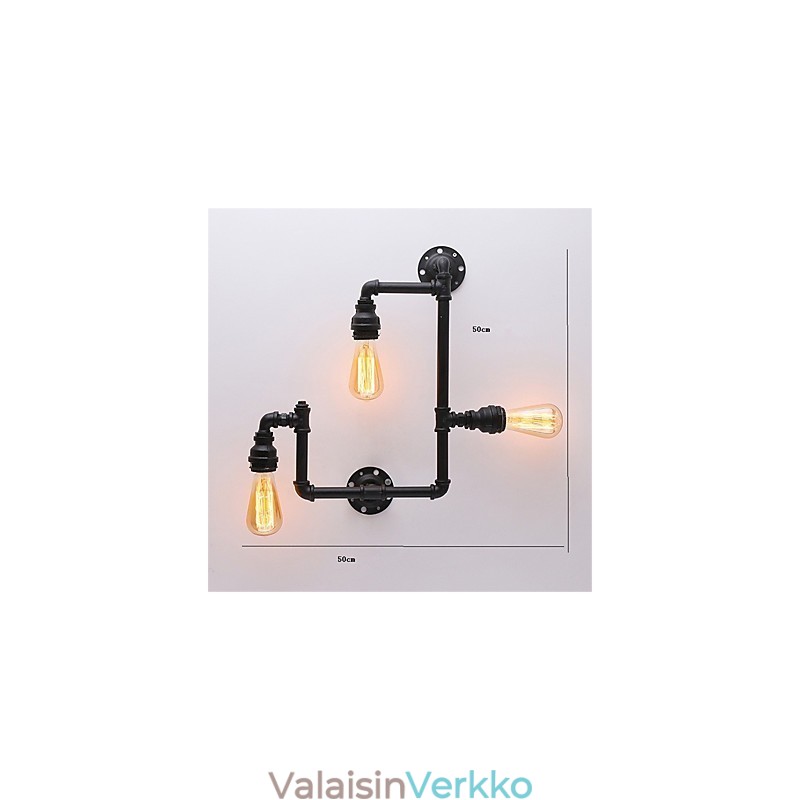 Vintage Industrial Pipe Seinävalot Mustat Creative Lights Ravintola Kahvila Baari Sisustusvalaistus 3 vaalealla maalatulla viimeistelyllä