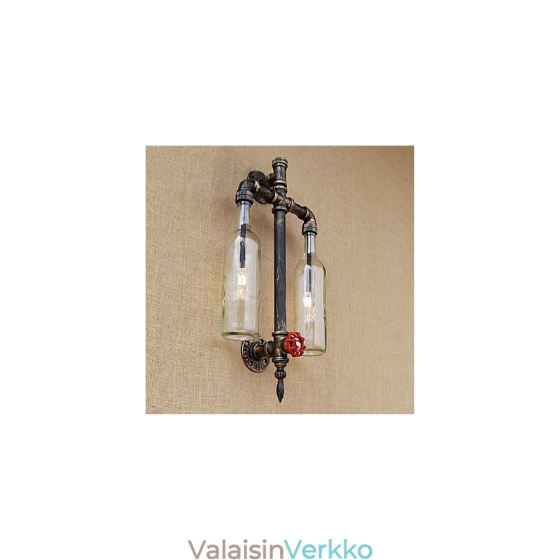 Amerikkalainen teemaravintola baarisilitysrauta kytkimellä vesiputki viinipullon seinälamppu läpinäkyvä