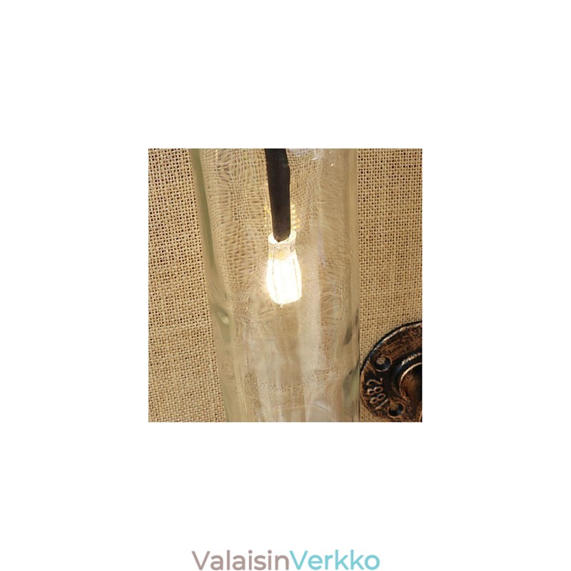 Amerikkalainen teemaravintola baarisilitysrauta kytkimellä vesiputki viinipullon seinälamppu läpinäkyvä