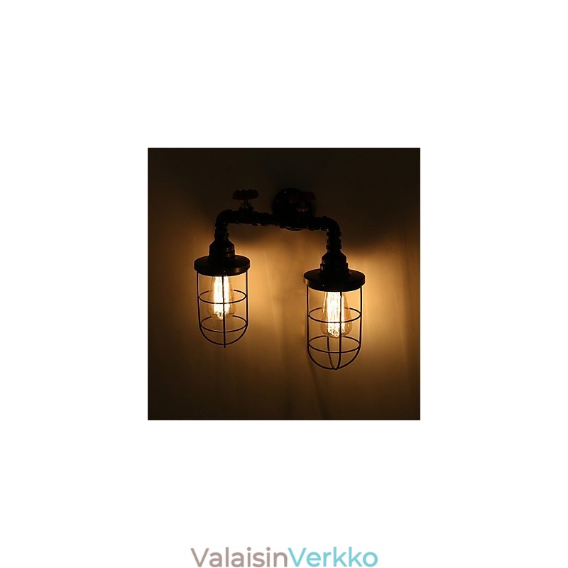 2 päätä Retro teollisuusputki seinävalaisimet Yksinkertainen parvi musta lintuhäkki metallinen ruokasali keittiö baari kahvila sisustusvalaistus
