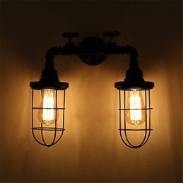 2 päätä Retro teollisuusputki seinävalaisimet Yksinkertainen parvi musta lintuhäkki metallinen ruokasali keittiö baari kahvila sisustusvalaistus