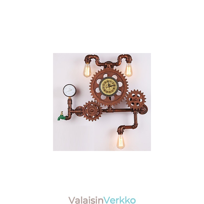 Vintage Industrial Pipe Seinävalot Puu Vaihteen muoto Luovat kääntyvät valot Ravintola Kahvila Baari Sisustusvalaistus