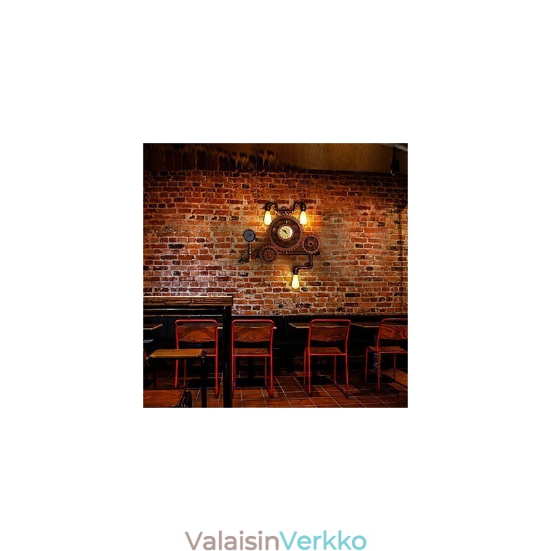 Vintage Industrial Pipe Seinävalot Puu Vaihteen muoto Luovat kääntyvät valot Ravintola Kahvila Baari Sisustusvalaistus
