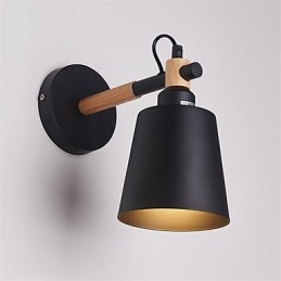 Vintage Puu Art Deco Metalli Maalaismainen seinävalaisin Olohuone Ruokailuhuone Eteinen Seinävalaisin Musta Valkoinen Valinnainen