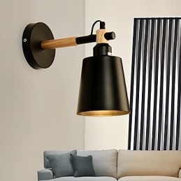 Vintage Puu Art Deco Metalli Maalaismainen seinävalaisin Olohuone Ruokailuhuone Eteinen Seinävalaisin Musta Valkoinen Valinnainen