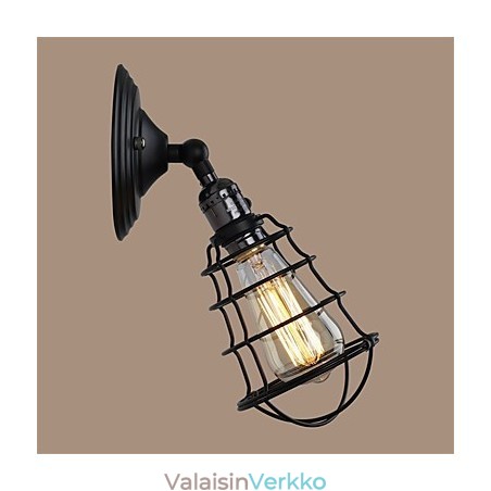 Kytkimellä Vintage 1 Kevytteollisuus musta metallihäkki Loft Seinälamppu Olohuone Ruokailu Eteinen Kahvila Baarit Baari Seinälamppu